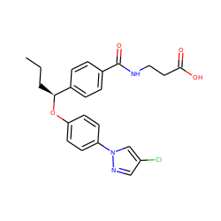 CCC[C@H](Oc1ccc(-n2cc(Cl)cn2)cc1)c1ccc(C(=O)NCCC(=O)O)cc1 ZINC000096269703