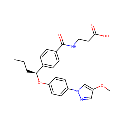 CCC[C@H](Oc1ccc(-n2cc(OC)cn2)cc1)c1ccc(C(=O)NCCC(=O)O)cc1 ZINC000096269695