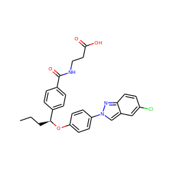 CCC[C@H](Oc1ccc(-n2cc3cc(Cl)ccc3n2)cc1)c1ccc(C(=O)NCCC(=O)O)cc1 ZINC000096170536