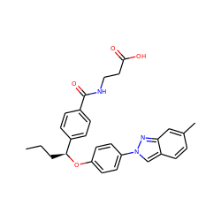 CCC[C@H](Oc1ccc(-n2cc3ccc(C)cc3n2)cc1)c1ccc(C(=O)NCCC(=O)O)cc1 ZINC000096170516