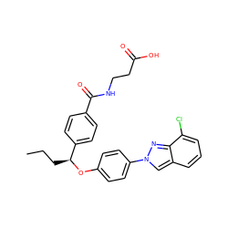 CCC[C@H](Oc1ccc(-n2cc3cccc(Cl)c3n2)cc1)c1ccc(C(=O)NCCC(=O)O)cc1 ZINC000096170534