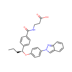 CCC[C@H](Oc1ccc(-n2cc3ccccc3n2)cc1)c1ccc(C(=O)NCCC(=O)O)cc1 ZINC000096170512