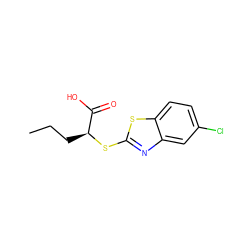 CCC[C@H](Sc1nc2cc(Cl)ccc2s1)C(=O)O ZINC000045261907