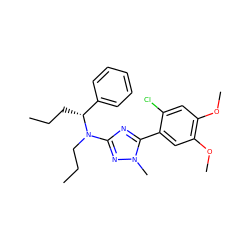 CCC[C@H](c1ccccc1)N(CCC)c1nc(-c2cc(OC)c(OC)cc2Cl)n(C)n1 ZINC000013610725