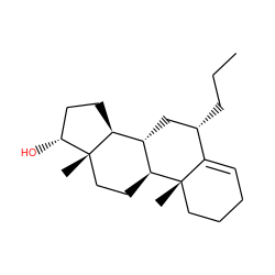 CCC[C@H]1C[C@H]2[C@@H]3CC[C@@H](O)[C@@]3(C)CC[C@@H]2[C@@]2(C)CCCC=C12 ZINC000014946922