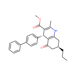 CCC[C@H]1CC(=O)C2=C(C1)NC(C)=C(C(=O)OC)[C@H]2c1ccc(-c2ccccc2)cc1 ZINC000095578645