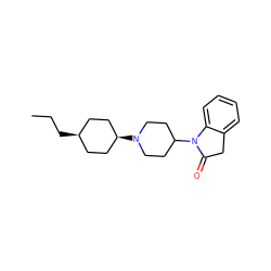 CCC[C@H]1CC[C@@H](N2CCC(N3C(=O)Cc4ccccc43)CC2)CC1 ZINC000261167839