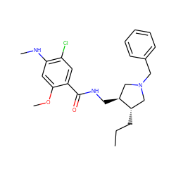 CCC[C@H]1CN(Cc2ccccc2)C[C@@H]1CNC(=O)c1cc(Cl)c(NC)cc1OC ZINC000027978868