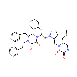 CCC[C@H]1CNC(=O)C(=O)N1C[C@@H]1CCCN1C[C@@H](CC1CCCCC1)N1C[C@H](Cc2ccccc2)N(CCc2ccccc2)C(=O)C1=O ZINC000473126156