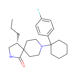 CCC[C@H]1CNC(=O)C12CCN(C1(c3ccc(F)cc3)CCCCC1)CC2 ZINC000013982676