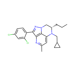 CCC[C@H]1Cn2nc(-c3ccc(Cl)cc3Cl)c3nc(C)cc(c32)N1CC1CC1 ZINC000013672694