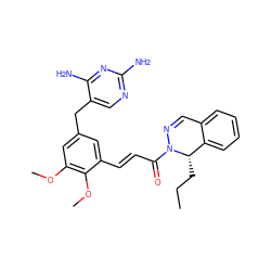 CCC[C@H]1c2ccccc2C=NN1C(=O)/C=C/c1cc(Cc2cnc(N)nc2N)cc(OC)c1OC ZINC000043100694