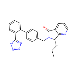 CCC[C@H]1c2ncccc2C(=O)N1Cc1ccc(-c2ccccc2-c2nnn[nH]2)cc1 ZINC000029050689