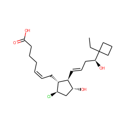 CCC1([C@@H](O)C/C=C/[C@H]2[C@H](O)C[C@@H](Cl)[C@@H]2C/C=C\CCCC(=O)O)CCC1 ZINC000003975804