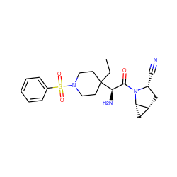 CCC1([C@H](N)C(=O)N2[C@H](C#N)C[C@@H]3C[C@@H]32)CCN(S(=O)(=O)c2ccccc2)CC1 ZINC000095589508