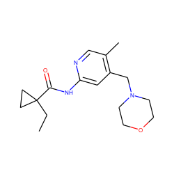 CCC1(C(=O)Nc2cc(CN3CCOCC3)c(C)cn2)CC1 ZINC000045245692