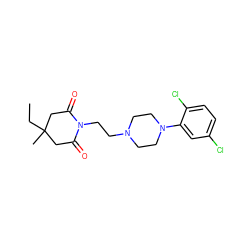 CCC1(C)CC(=O)N(CCN2CCN(c3cc(Cl)ccc3Cl)CC2)C(=O)C1 ZINC000013560174