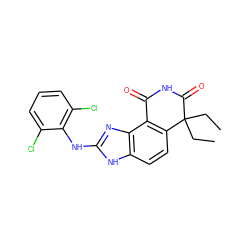 CCC1(CC)C(=O)NC(=O)c2c1ccc1[nH]c(Nc3c(Cl)cccc3Cl)nc21 ZINC000013475193