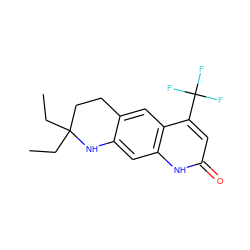 CCC1(CC)CCc2cc3c(C(F)(F)F)cc(=O)[nH]c3cc2N1 ZINC000013778346