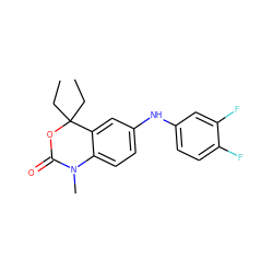 CCC1(CC)OC(=O)N(C)c2ccc(Nc3ccc(F)c(F)c3)cc21 ZINC000028878605