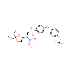 CCC1(CC)OC[C@H]([C@@H](CS(=O)(=O)c2ccc(Oc3ccc(OC(F)(F)F)cc3)cc2)N(O)C=O)O1 ZINC000026387451