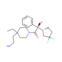 CCC1(CCN)CCN(C(=O)[C@](O)(c2ccccc2)[C@@H]2CCC(F)(F)C2)CC1 ZINC000013534307