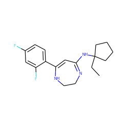 CCC1(NC2=NCCNC(c3ccc(F)cc3F)=C2)CCCC1 ZINC000101099148