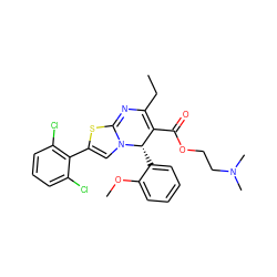 CCC1=C(C(=O)OCCN(C)C)[C@H](c2ccccc2OC)N2C=C(c3c(Cl)cccc3Cl)SC2=N1 ZINC000001546525