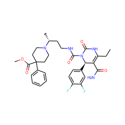 CCC1=C(C(N)=O)[C@@H](c2ccc(F)c(F)c2)N(C(=O)NCC[C@@H](C)N2CCC(C(=O)OC)(c3ccccc3)CC2)C(=O)N1 ZINC000027547080