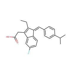 CCC1=C(CC(=O)O)c2cc(F)ccc2/C1=C\c1ccc(C(C)C)cc1 ZINC000095590433