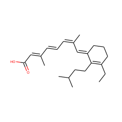 CCC1=C(CCC(C)C)/C(=C/C(C)=C\C=C\C(C)=C\C(=O)O)CCC1 ZINC000473122232