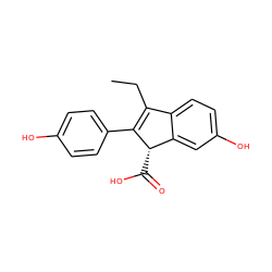 CCC1=C(c2ccc(O)cc2)[C@@H](C(=O)O)c2cc(O)ccc21 ZINC000013673455