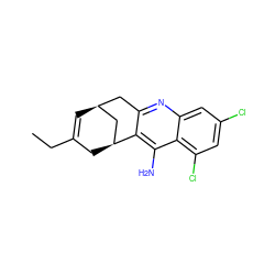 CCC1=C[C@H]2Cc3nc4cc(Cl)cc(Cl)c4c(N)c3[C@@H](C1)C2 ZINC000013835514