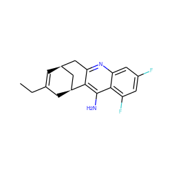 CCC1=C[C@H]2Cc3nc4cc(F)cc(F)c4c(N)c3[C@@H](C1)C2 ZINC000013835512