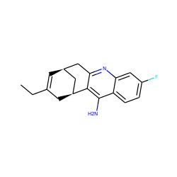 CCC1=C[C@H]2Cc3nc4cc(F)ccc4c(N)c3[C@@H](C1)C2 ZINC000013835511