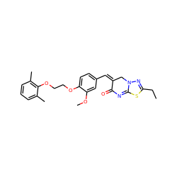 CCC1=NN2C/C(=C/c3ccc(OCCOc4c(C)cccc4C)c(OC)c3)C(=O)N=C2S1 ZINC000028459126