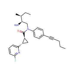 CCCC#Cc1ccc(N(C[C@@H](N)[C@@H](C)CC)C(=O)[C@H]2C[C@@H]2c2cccc(F)n2)cc1 ZINC000218462071