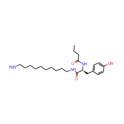 CCCC(=O)N[C@@H](Cc1ccc(O)cc1)C(=O)NCCCCCCCCCCN ZINC000013587110