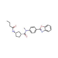 CCCC(=O)N[C@H]1CC[C@@H](C(=O)N(C)c2ccc(-c3nc4ccccc4o3)cc2)C1 ZINC000072125230