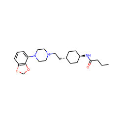 CCCC(=O)N[C@H]1CC[C@H](CCN2CCN(c3cccc4c3OCO4)CC2)CC1 ZINC000261128174