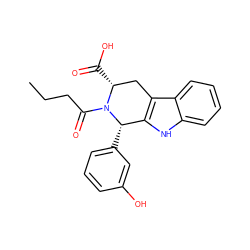 CCCC(=O)N1[C@H](C(=O)O)Cc2c([nH]c3ccccc23)[C@@H]1c1cccc(O)c1 ZINC000049808298