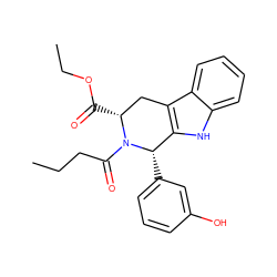 CCCC(=O)N1[C@H](C(=O)OCC)Cc2c([nH]c3ccccc23)[C@@H]1c1cccc(O)c1 ZINC000049807449