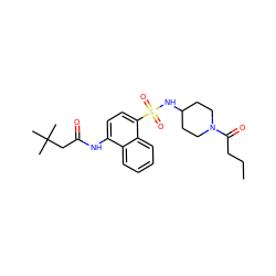 CCCC(=O)N1CCC(NS(=O)(=O)c2ccc(NC(=O)CC(C)(C)C)c3ccccc23)CC1 ZINC000035242554