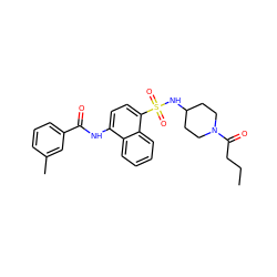 CCCC(=O)N1CCC(NS(=O)(=O)c2ccc(NC(=O)c3cccc(C)c3)c3ccccc23)CC1 ZINC000035242640