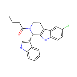 CCCC(=O)N1CCc2c([nH]c3ccc(Cl)cc23)[C@@H]1c1c[nH]c2ccccc12 ZINC000049802749