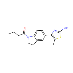 CCCC(=O)N1CCc2cc(-c3nc(N)sc3C)ccc21 ZINC000004091989