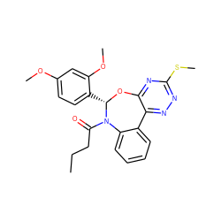 CCCC(=O)N1c2ccccc2-c2nnc(SC)nc2O[C@H]1c1ccc(OC)cc1OC ZINC000000684694