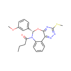 CCCC(=O)N1c2ccccc2-c2nnc(SC)nc2O[C@H]1c1cccc(OC)c1 ZINC000000684690