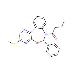 CCCC(=O)N1c2ccccc2-c2nnc(SC)nc2O[C@H]1c1cccnc1 ZINC000000795564