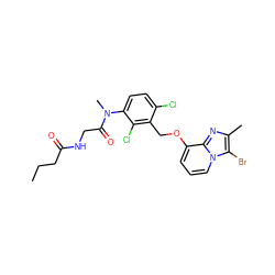 CCCC(=O)NCC(=O)N(C)c1ccc(Cl)c(COc2cccn3c(Br)c(C)nc23)c1Cl ZINC000001886815